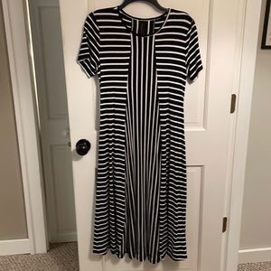 Black and white striped long maxi dress